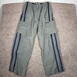 Old Navy Mens Cargo Zip Off Convertible Pants Khaki Navy Stripe Size L Y2K